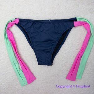 NEW Triya tie side womens bikini bottom‎ navy blue pink green, size M